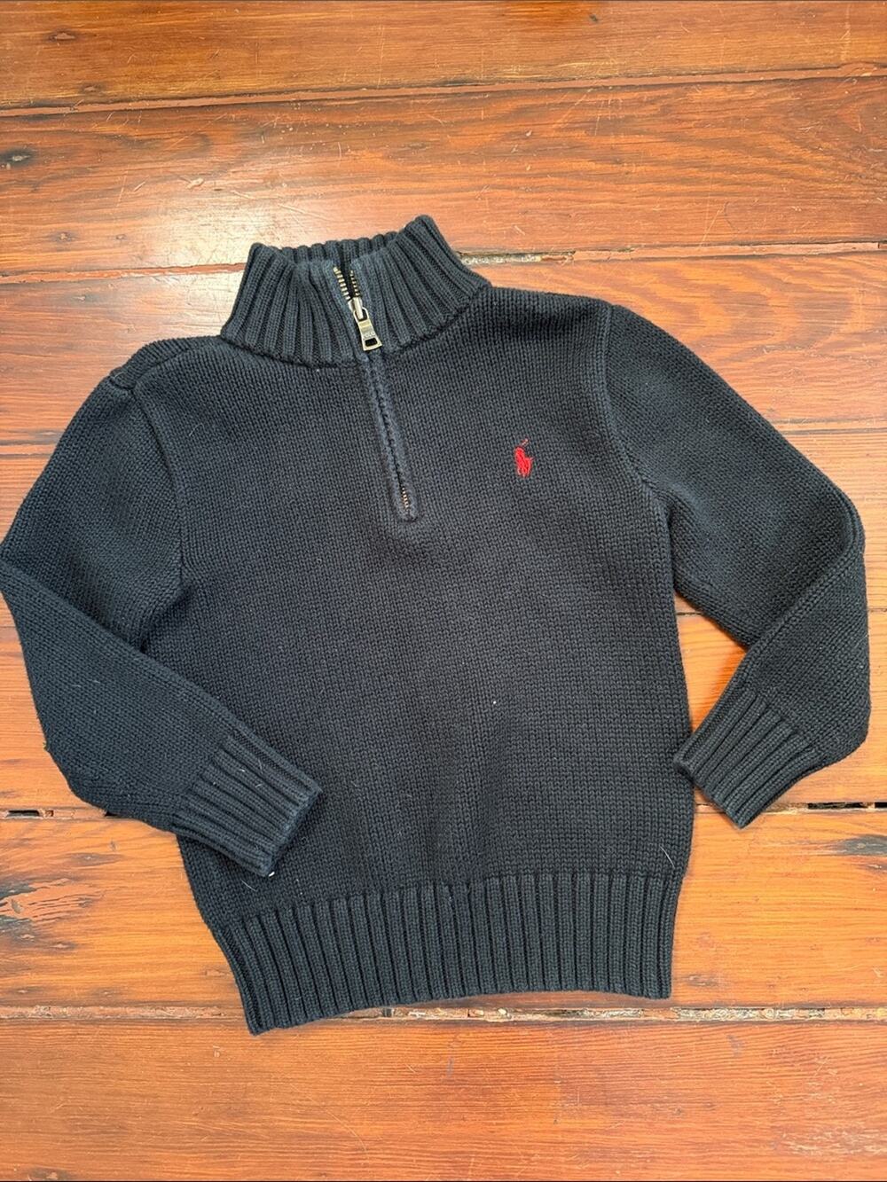Polo Ralph Lauren 1/4 zip chunky knit mock neck pullover sweater sz 4T